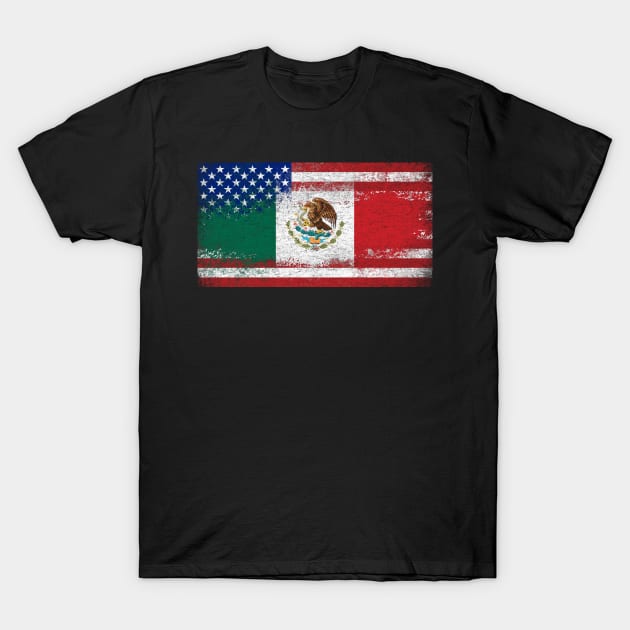 Mexican American Flag Vintage T-Shirt by zurcnami